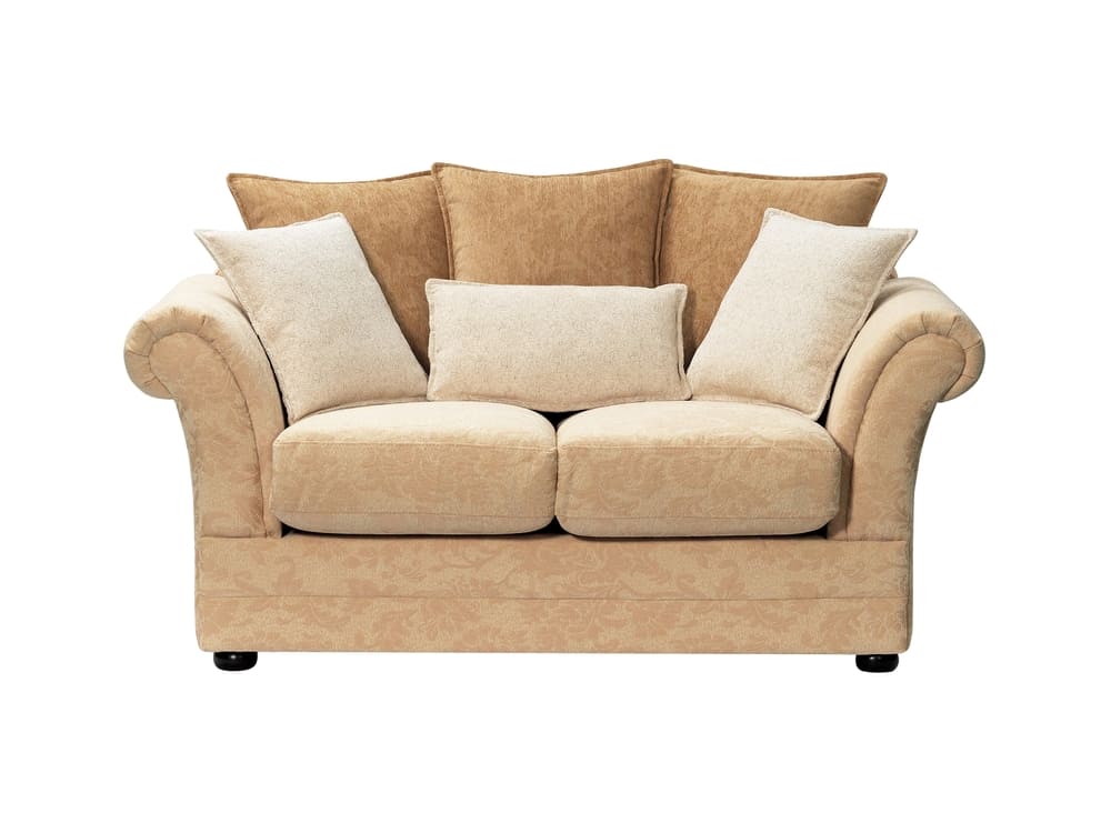 Contemporary floral-patterned 2-seater sofa cleaning service in Dubai for deep stain removal and fabric restoration.