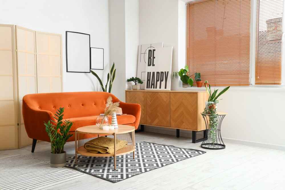 Small size carpet in a modern living room cleaned professionally in Dubai